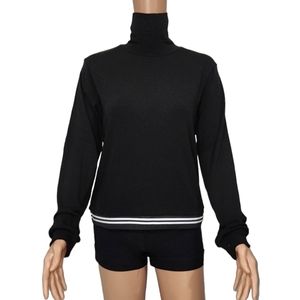 No‎ name Women's Sweater Turtleneck Stripe Band Black/White Size 22